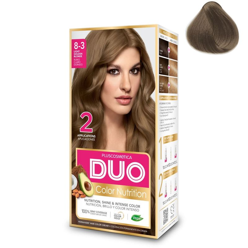Duo Tinte Duo Color Nutrition Doble Sachet 8.3 Rubio Claro Dorado 8-3DUONUT