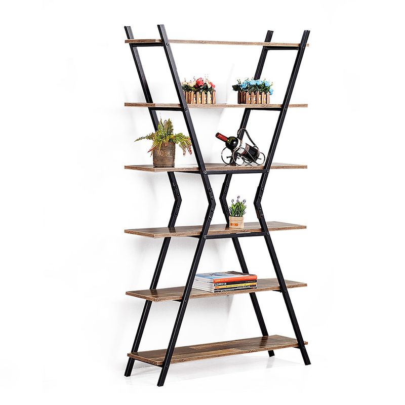 Sileti Estantería Peluquería de Piso Color Café/Negro Diseño en X ST-7610