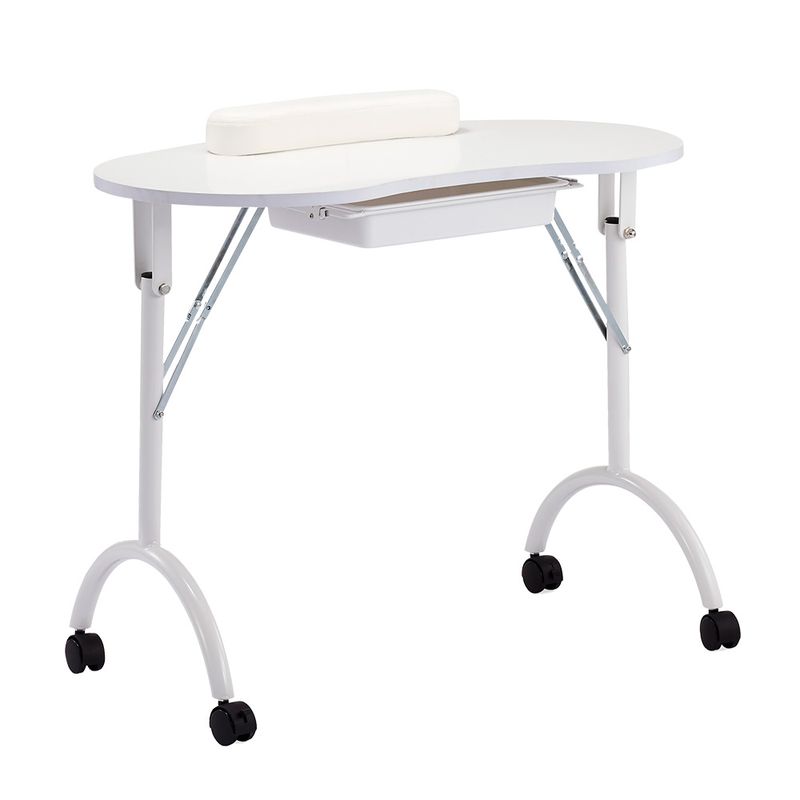Sileti Mesa para Manicure Plegable con Ruedas Color Blanco ST-8032