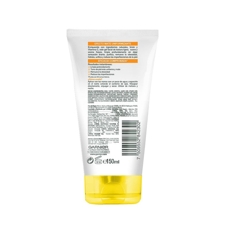 Garnier Skinactive Limpiador Facial Tono Uniforme 150 ml. 842302