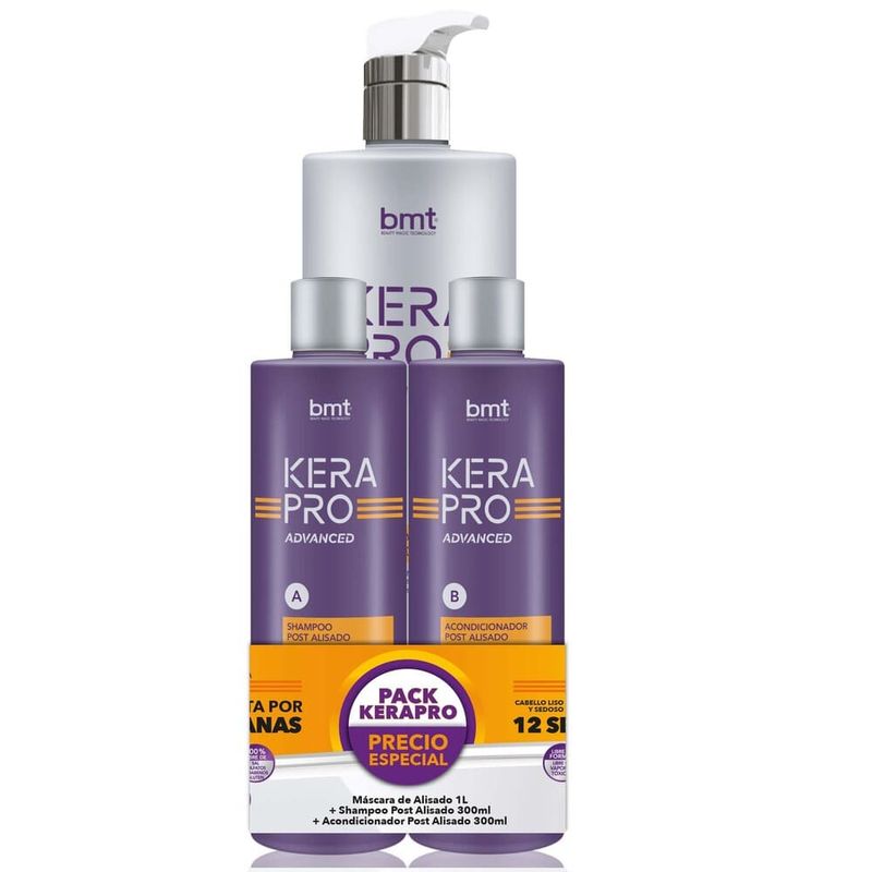 Bmt Kerapro Advance Pack Shampoo 300 ml. + Máscara 1000 ml. + Acond 300 ml. PACK-KERAPRO 8