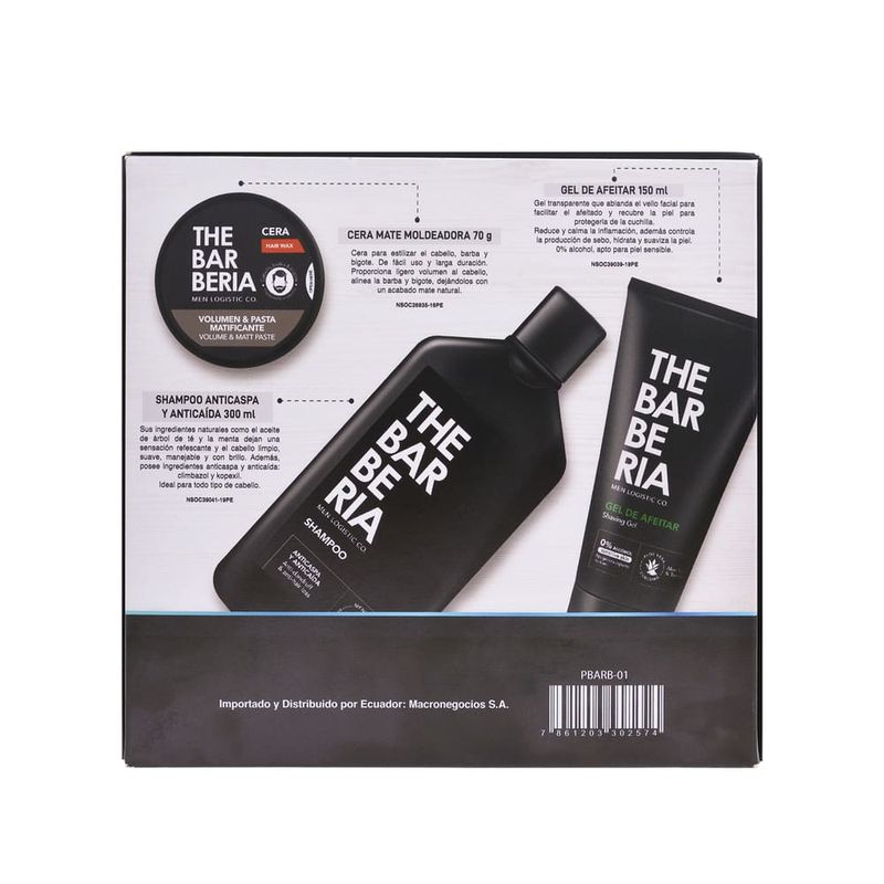 The Barberia The Barberia Pack Shampoo Anticaspa + Cera Volumen y Pasta + Gel De Afeitar PBARB-01