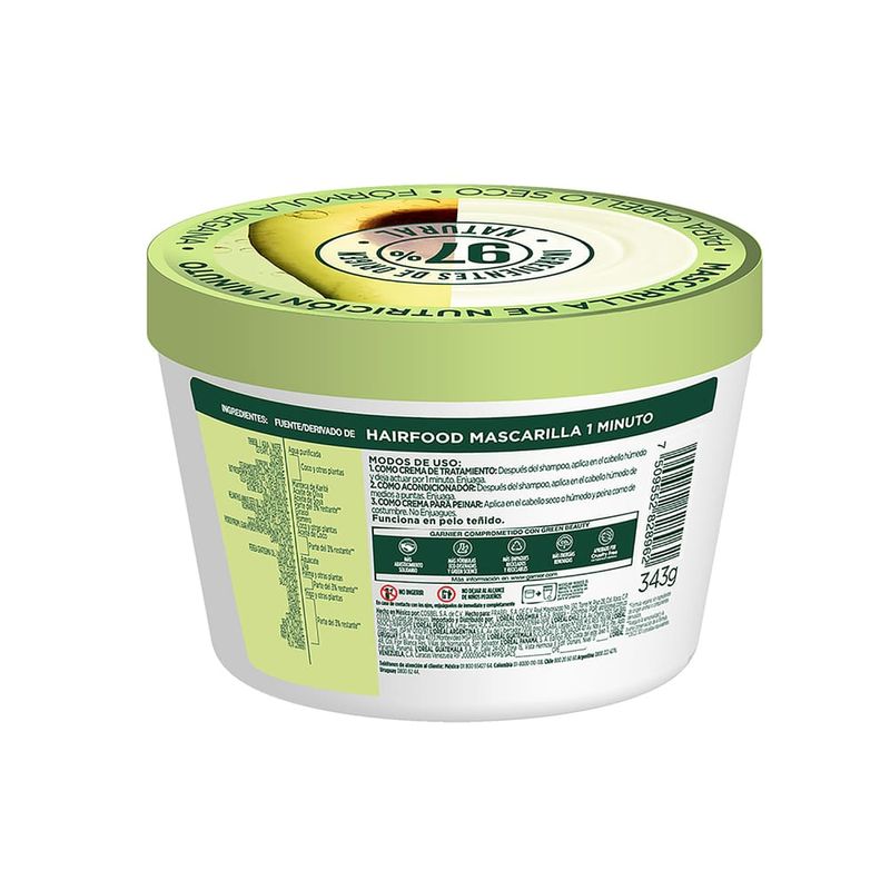 Garnier Fructis Nutricion Tratamiento Aguacate 350 ml. 828962
