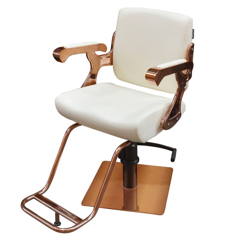 Sileti Silla de Peluquería en Color Beige con Detalles de Acero Dorado ST-1017