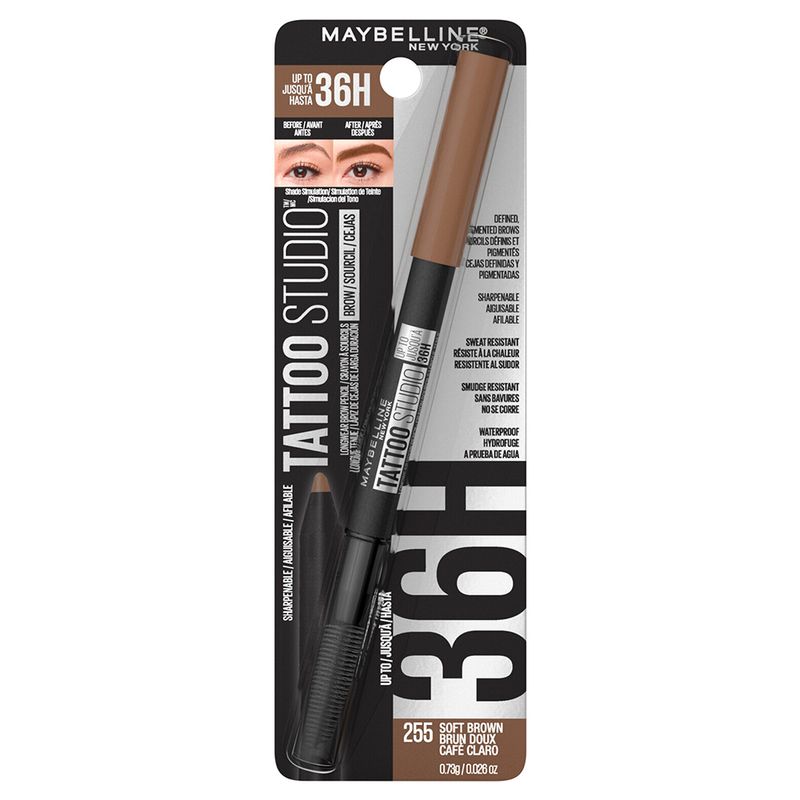 Maybelline Tatoo Studio Brow Up To 36HR Sharpenable/Delineador de Cejas Impermeable Soft Brown 255 88712