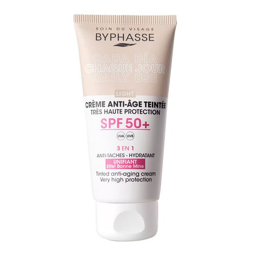 Byphasse Crema Facial Antiedad Spf 50+ Color Light 50ml.