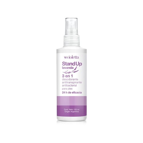 Violetta Stand Up Lavanda 3 en 1 Desodorante Antitranspirante Antibacterial para Pies 120ml.
