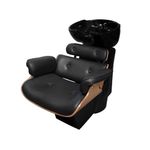 Sileti Sileti Lavacabezas de Peluquería Cerámica Negra + Silla Amaderada Premium ST-3013