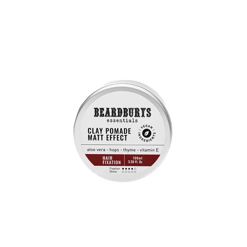Beardburys Essentials Cera Mate Clay Pomade Matt Effect | Fijación Fuerte 100ml.
