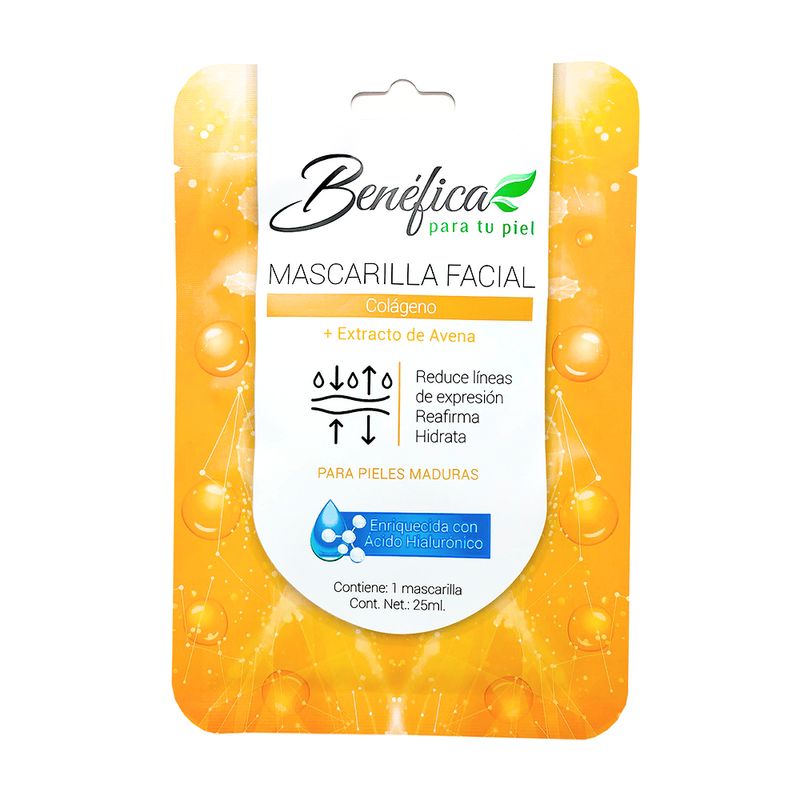 Benefica-Benefica-Mascarilla-Facial-Colageno-con-Extracto-de-Avena-y-Acido-Hialuronico-25ml.-129408